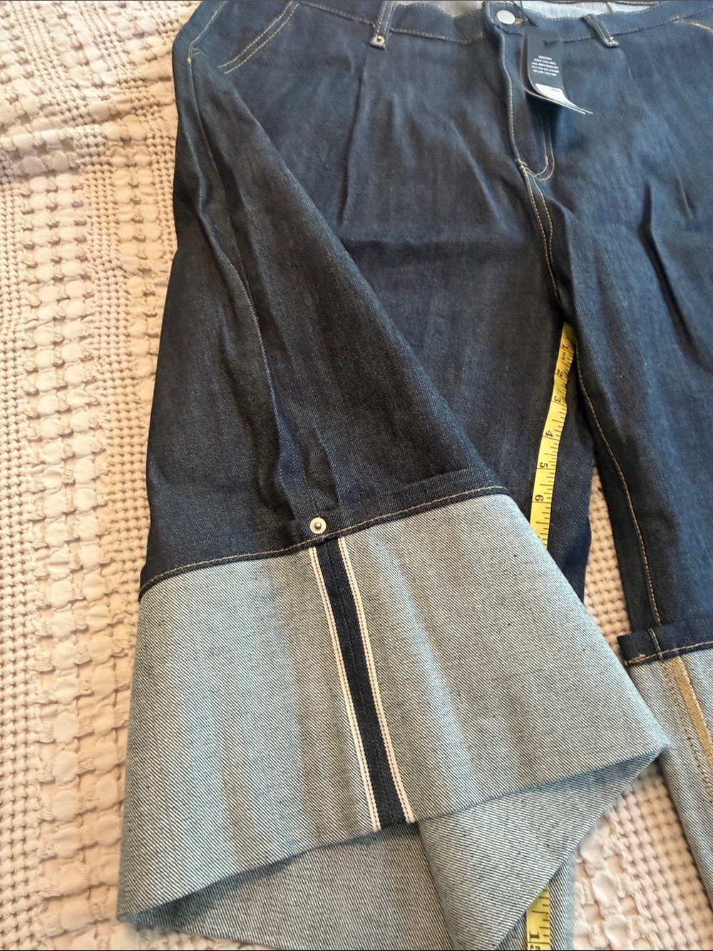 Fashion Nova Dark Blue Two-Tone Wide Leg Jeans - Picture 5 of 6